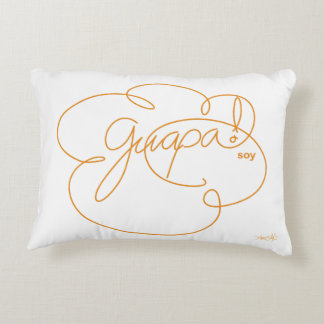 GUAPA soy - Bold CloudS Orange Script Decorative Cushion