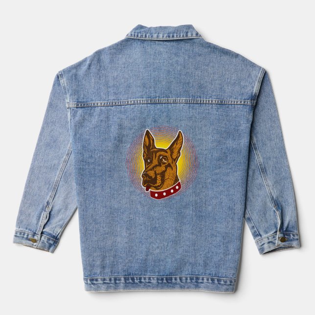 Guard Dog Belgian Malinois Shepherd Denim Jacket (Back)