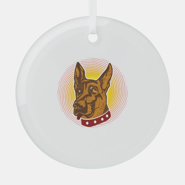 Guard Dog Belgian Malinois Shepherd Glass Tree Decoration (Front)