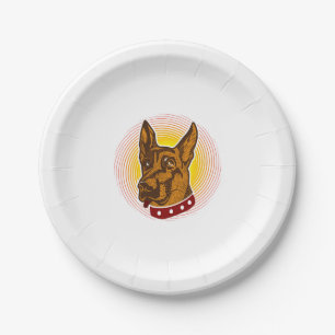 Guard Dog Belgian Malinois Shepherd Paper Plate