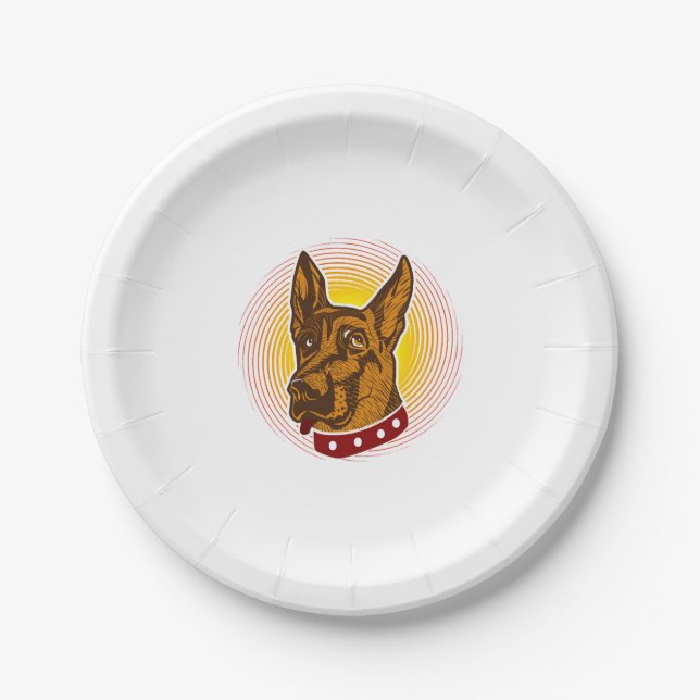 Guard Dog Belgian Malinois Shepherd Paper Plate (Front)