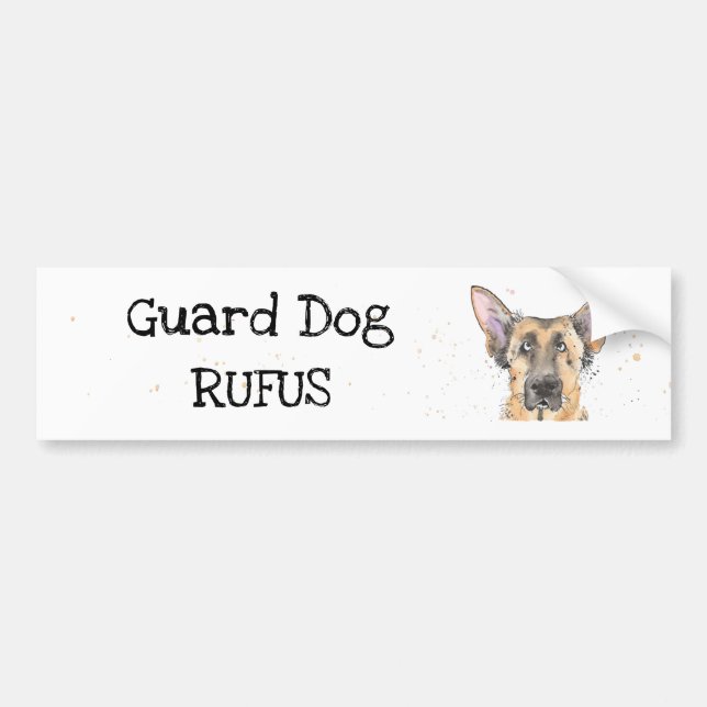 Guard DOG cute German Shepherd/Alsatian customised Bumper Sticker (Front)