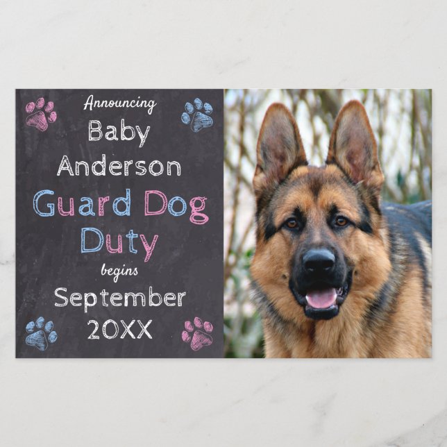 Guard Dog Duty Begins Dog Pregnancy Announcement (Front)