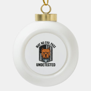 Guard Dog May No Evil Pass Vintage Vector Design Ceramic Ball Christmas Ornament