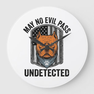 Guard Dog May No Evil Pass Vintage Vector Design Large Clock