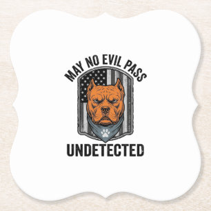 Guard Dog May No Evil Pass Vintage Vector Design Paper Coaster