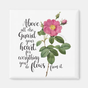 Guard your Heart - Vintage Rose, Proverbs 4:23 Magnet
