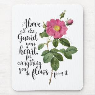 Guard your Heart - Vintage Rose, Proverbs 4:23 Mouse Mat
