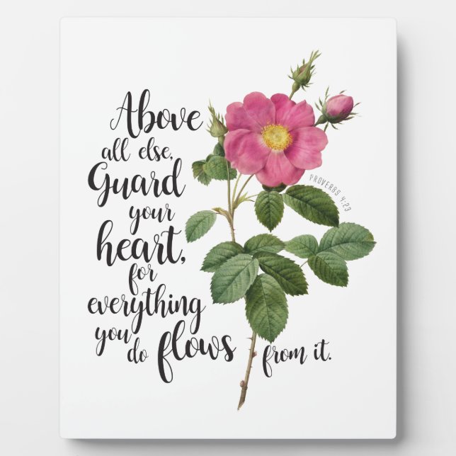 Guard your Heart - Vintage Rose, Proverbs 4:23 Plaque (Front)