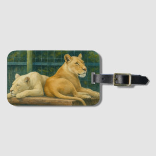 Guarded Rest – Lion Pair in Sanctuary Setting Luggage Tag