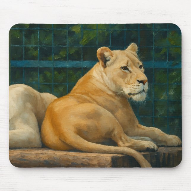 Guarded Rest – Lion Pair in Sanctuary Setting Mouse Mat (Front)