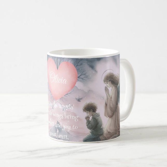 Guardian Angel and Child Praying Together Coffee Mug (Front Right)