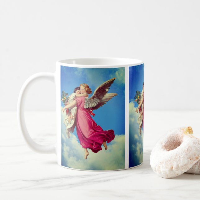 Guardian Angel And Child Vintage Art Coffee Mug (With Donut)