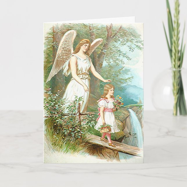 Guardian Angel And Girl Card (Front)