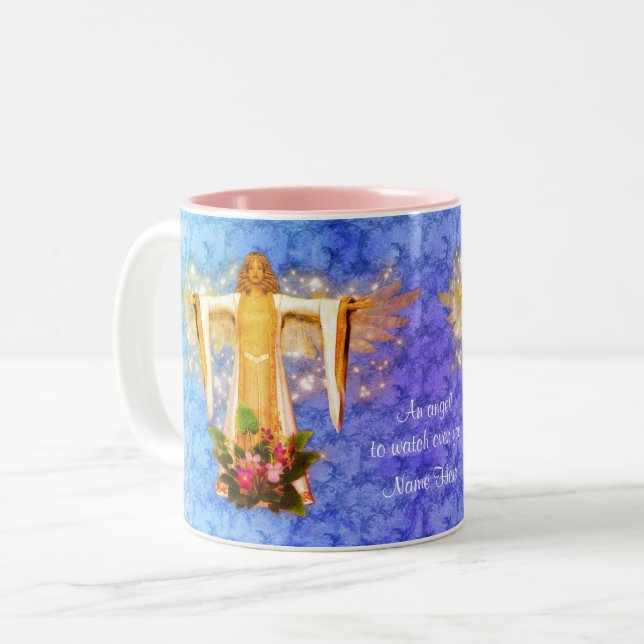 Guardian Angel Art Inspirational Personalised   Two-Tone Coffee Mug (Front Left)