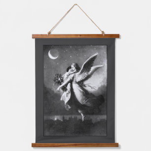 Guardian Angel At Night Hanging Tapestry