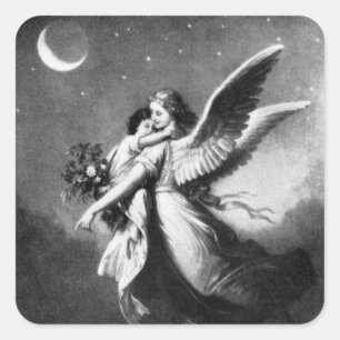 Guardian Angel At Night Square Sticker