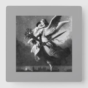 Guardian Angel At Night Square Wall Clock