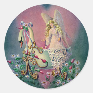 GUARDIAN ANGEL & BABY by SHARON SHARPE Classic Round Sticker