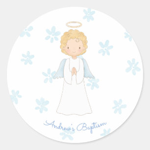 Guardian Angel Baptism Catholic Christening Classic Round Sticker