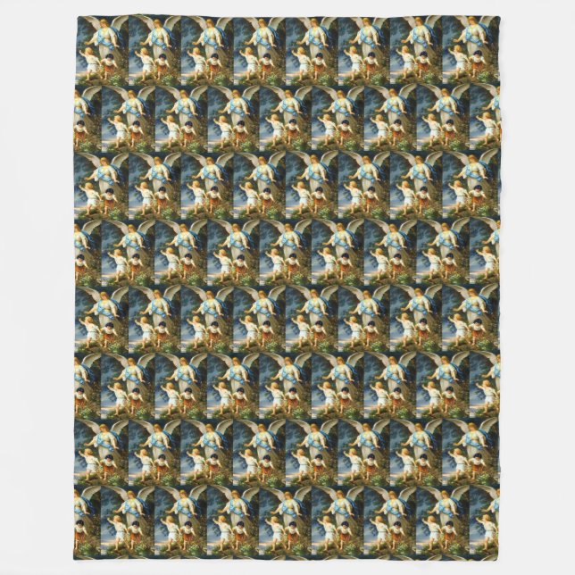 GUARDIAN ANGEL Bernhard Plockhorst 1886 Fleece Bla Blanket (Front)