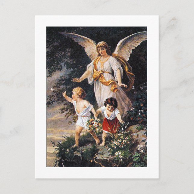 GUARDIAN ANGEL Bernhard Plockhorst 1886 Postcard (Front)