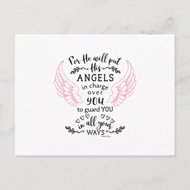 Guardian Angel Bible Scripture Verse Postcard (Front)