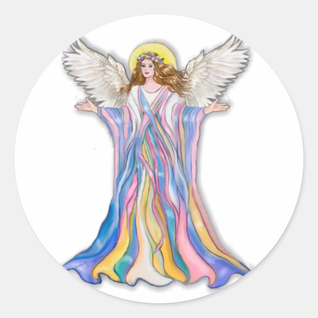 Guardian Angel Blessing Classic Round Sticker (Front)