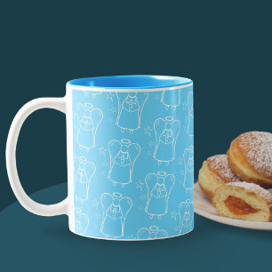 Guardian Angel Blue And White Pattern Mug
