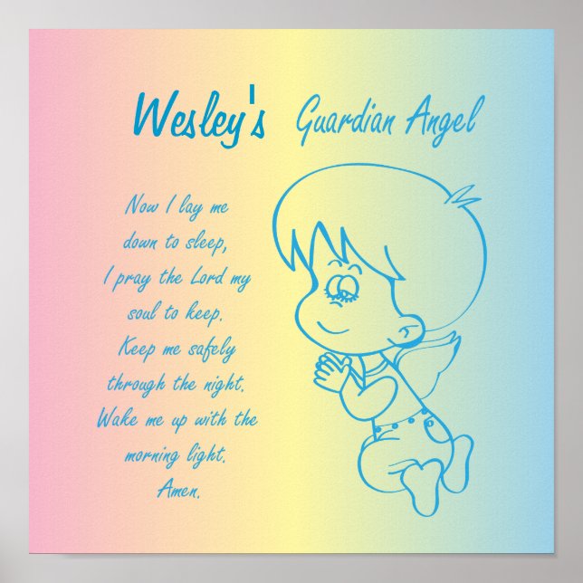 Guardian Angel Boy Evening Prayer Poster (Front)