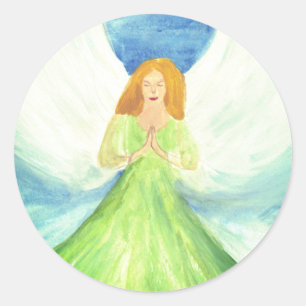 Guardian Angel Catholic Religious Wings Prayer Classic Round Sticker