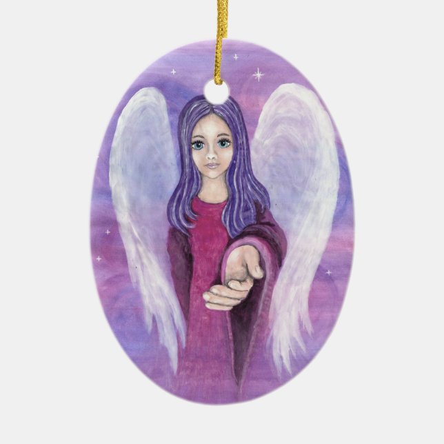 Guardian Angel Ceramic Tree Decoration (Front)