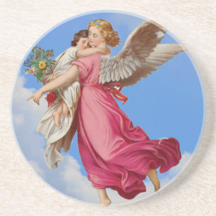 Guardian Angel Child Vintage Art Coaster