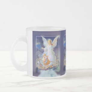 Guardian Angel, Children and Bridge Frosted Glass Coffee Mug