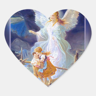 Guardian Angel, Children and Bridge Heart Sticker