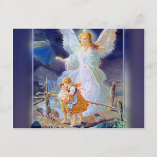 Guardian Angel, Children and Bridge Postcard