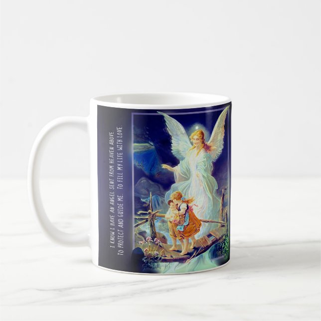 Guardian Angel, Children and Bridge with Poem Coffee Mug (Left)