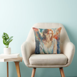 Guardian Angel Christianity Watercolor Cushion