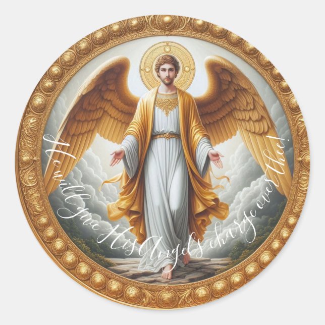 Guardian Angel Classic Round Sticker (Front)