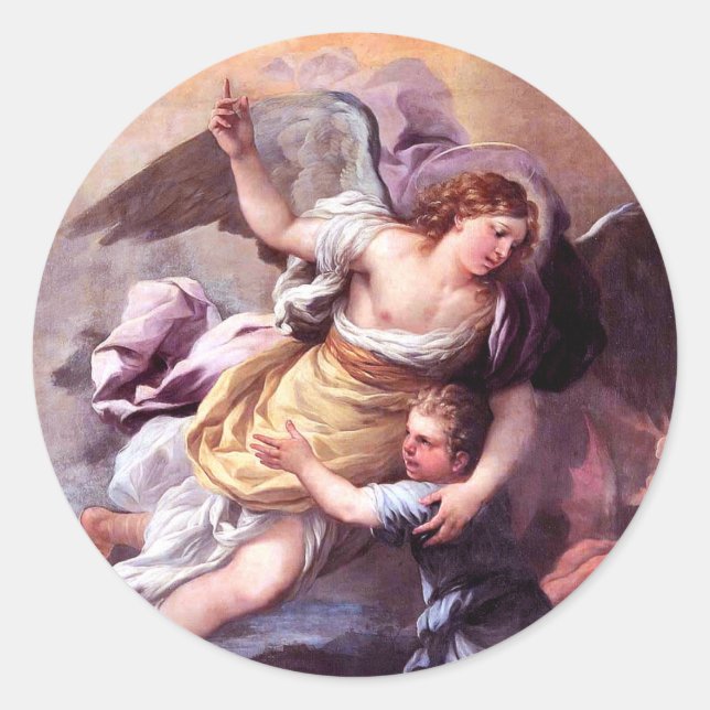 Guardian Angel Classic Round Sticker (Front)