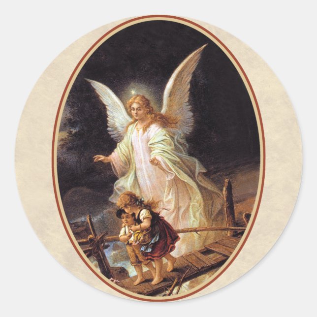Guardian Angel Classic Round Sticker (Front)