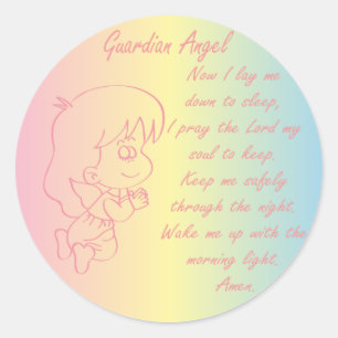 Guardian Angel Girl Evening Prayer Classic Round Sticker