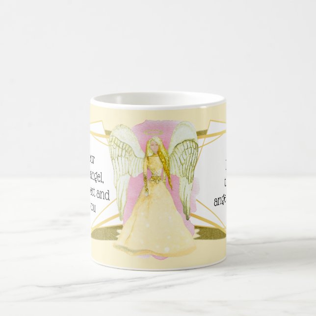 Guardian angel gold dress gold hair girls birthday coffee mug (Center)