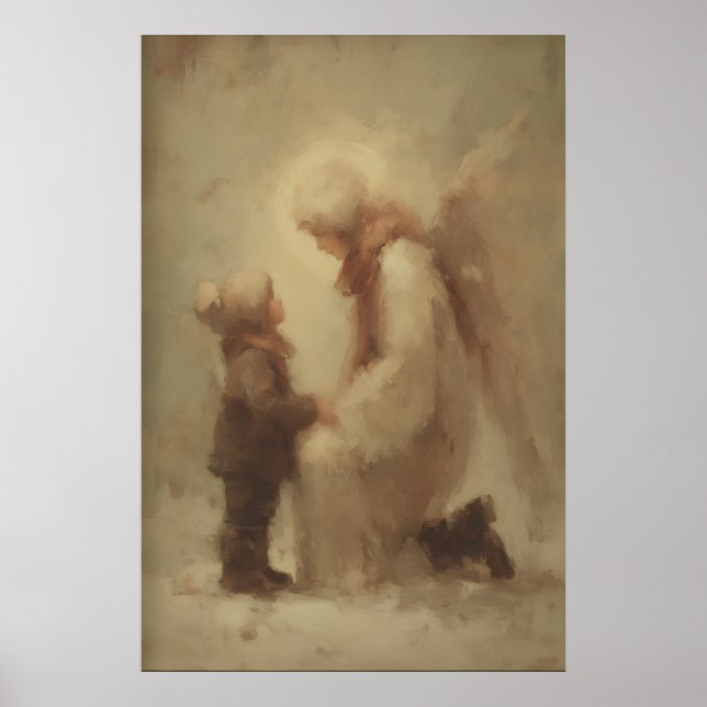 Guardian Angel Guiding Child, Christian Family Poster (Front)