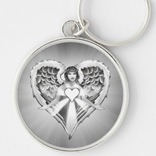 Guardian Angel Heart Wing Design) Key Ring