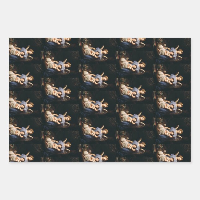 Guardian Angel In the Style of Karl Joseph Stieler Wrapping Paper Sheet (Front)