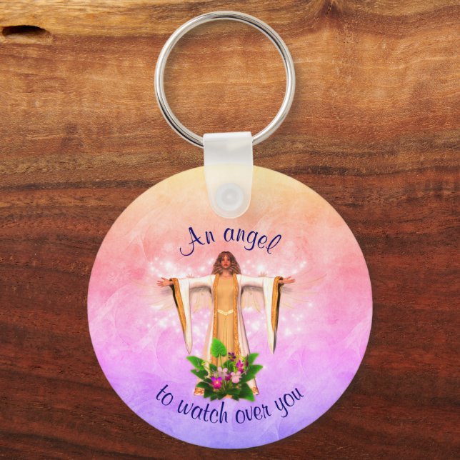 Guardian Angel Inspirational Personalized Key Ring (Front)