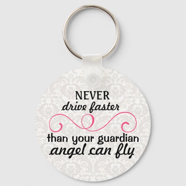 Guardian Angel Key Chain Pink Grey (Front)