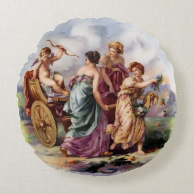 Guardian Angel Leading the Path Round Cushion (Front)