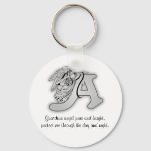 Guardian Angel Letter A Key Ring